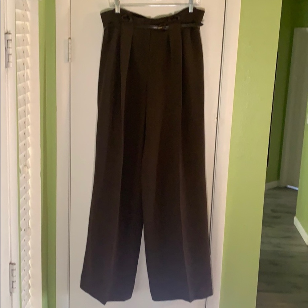 Oscar de la Renta brown wide leg pant